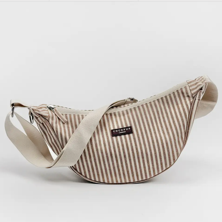 Linen Stripes Crescent dog walking bag | Cocopup