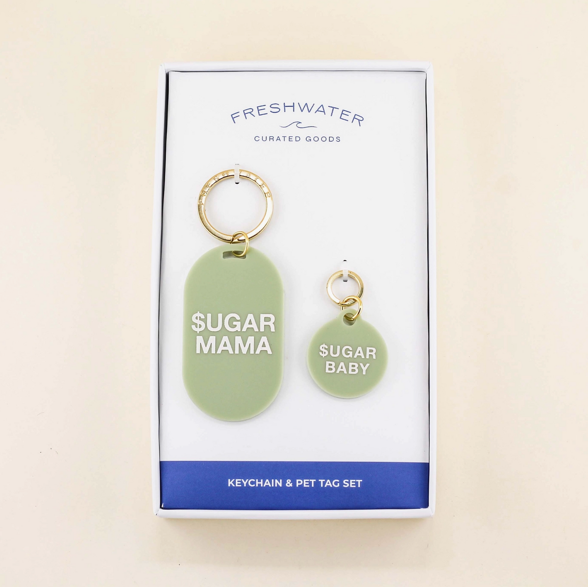 Sugar Mama keychain & pet tag giftset | Freshwater Design Co. - Babelle