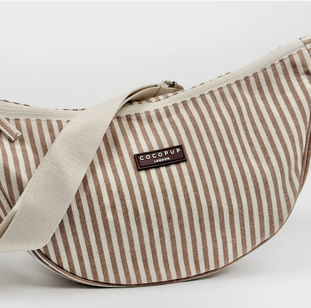 Linen Stripes Crescent dog walking bag | Cocopup