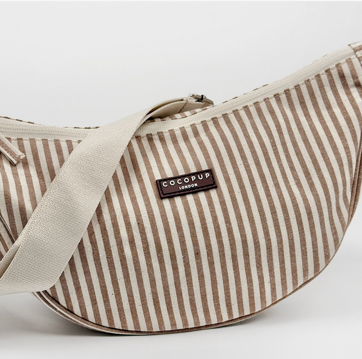 Linen Stripes Crescent dog walking bag | Cocopup