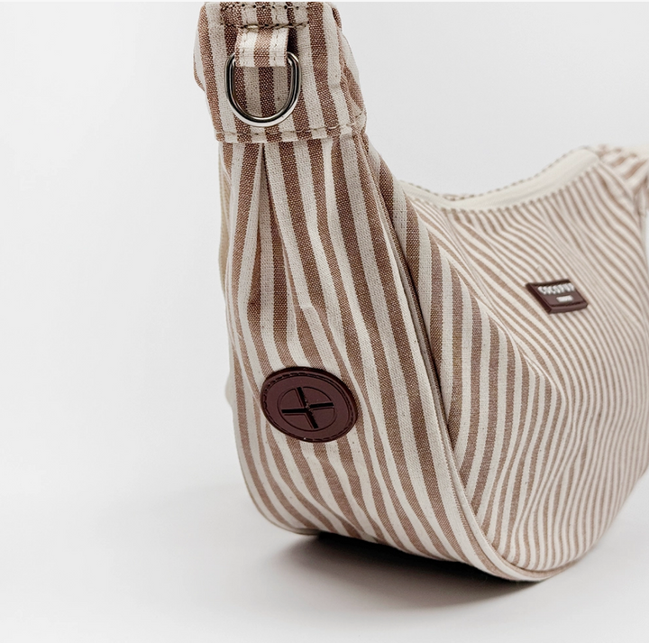 Linen Stripes Crescent dog walking bag | Cocopup